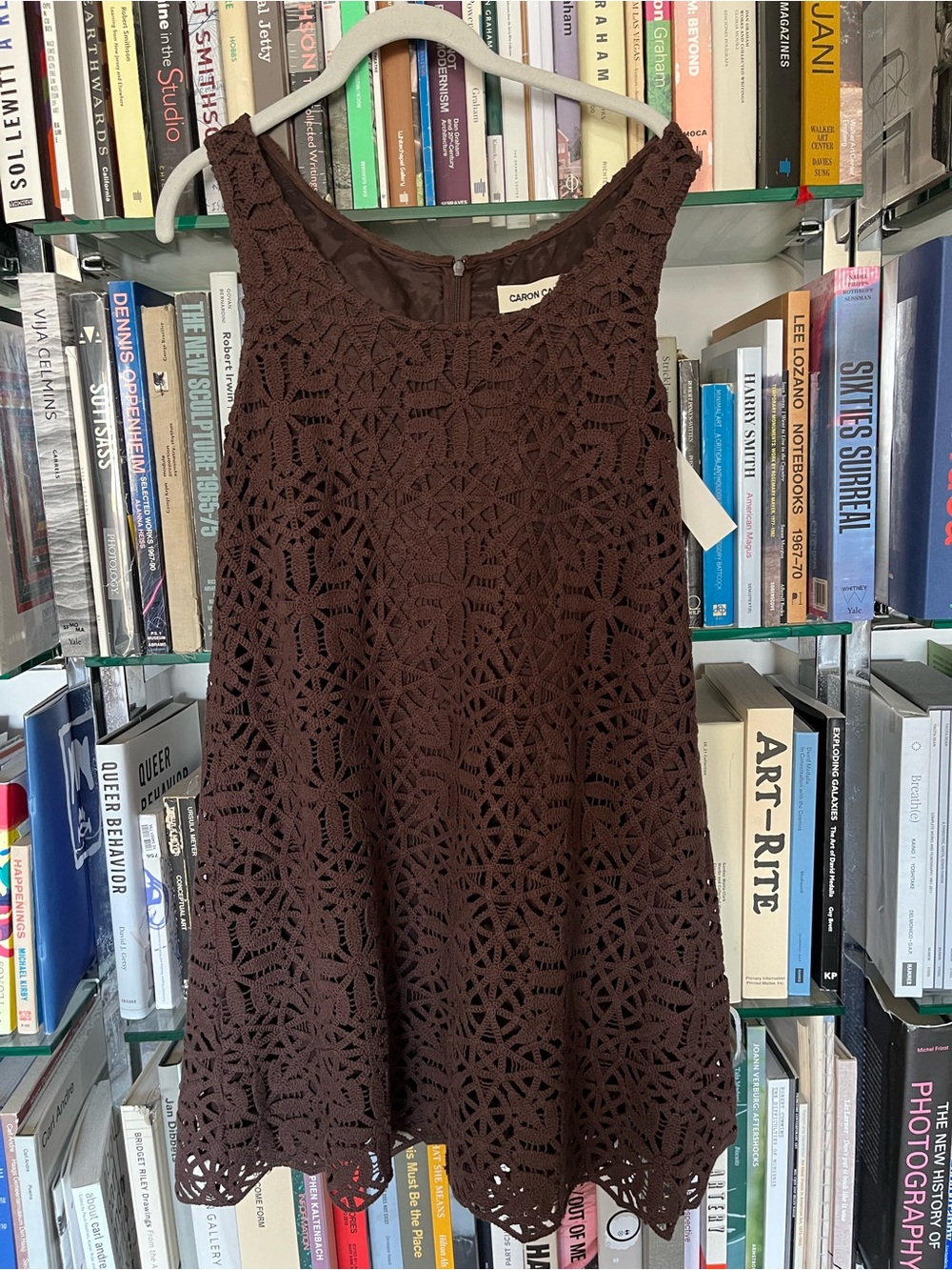 Caron Callahan Chocolate Brown Crochet Mini Dress